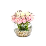 White & Pink Roses in a Bowl